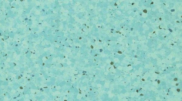 340 Turkusowa wykładzina PCV z lekkimi plamkami i ciemnymi drobinkami