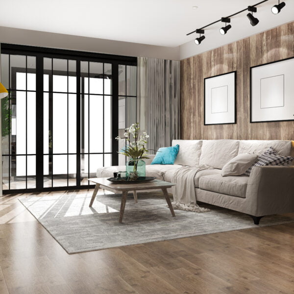 Salon z panelami LVT Luxor